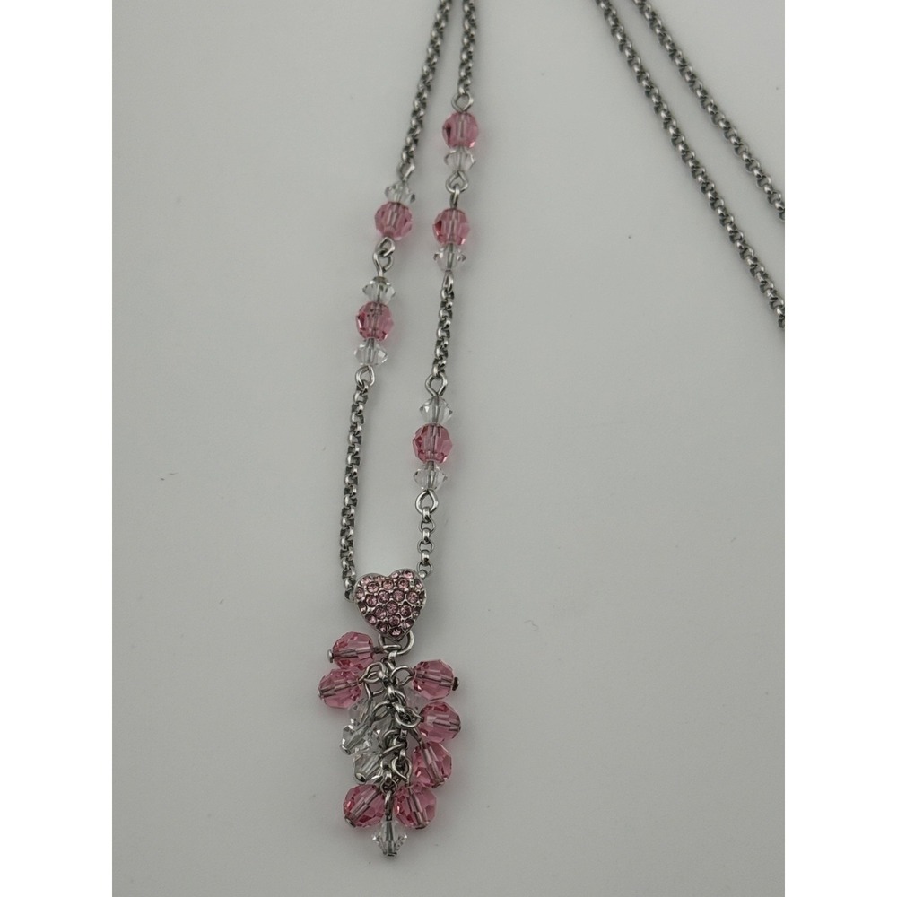 Swarovski Swan "Go Red" Light Rose‎ Heart Dangle Necklace 957038 READ